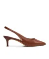 Polo Ralph Lauren 50mm Leather Slingback Pumps In Brown