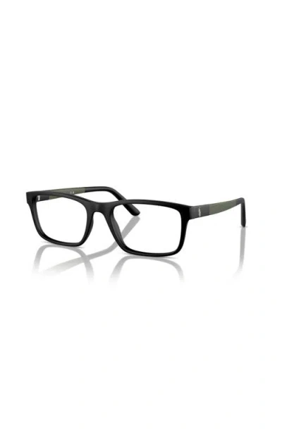 Polo Ralph Lauren 55mm Rectangle Optical Glasses In Black