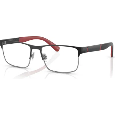 Polo Ralph Lauren 56mm Rectangle Optical Glasses In Black