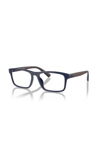 Polo Ralph Lauren 56mm Rectangle Optical Glasses In Blue