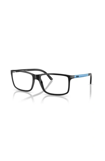 Polo Ralph Lauren 58mm Rectangle Optical Glasses In Black