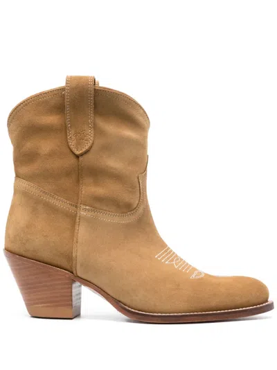 Polo Ralph Lauren 60 Mm Suede Western Boots In Brown