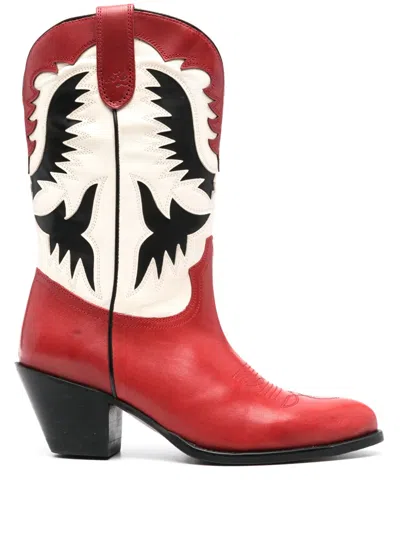 Polo Ralph Lauren 65mm Western Leather Ankle Boots In 红色