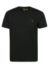 Polo Ralph Lauren Black Crewneck T-shirt With Pony Embroidery On The Front In Nero