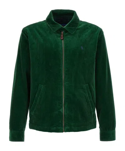 Polo Ralph Lauren 8 Wale Corduroy Pony Embroidered Windbreaker In Green