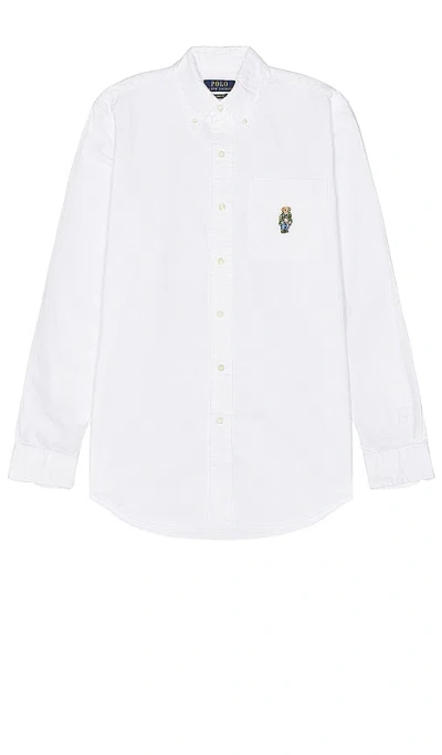 Polo Ralph Lauren Longsleeve Bear Sport Shirt In White