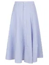 Polo Ralph Lauren Slightly High-waisted Midi Cotton Skirt With Button Front In Blue