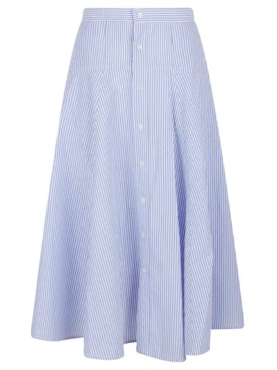 POLO RALPH LAUREN POLO RALPH LAUREN A-LINE BUTTON-DOWN SKIRT WITH SUBTLE STRIPED PATTERN
