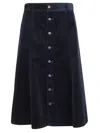 Polo Ralph Lauren A-line Cotton Skirt With Button-down Front In Black
