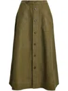 Polo Ralph Lauren A-line Hemp Midi Skirt In Green