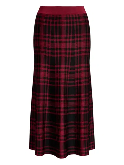 Polo Ralph Lauren A-line Plaid Skirt In Burgundy