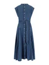 Polo Ralph Lauren Womens Indigo Belted Sleeveless Denim Midi Dress