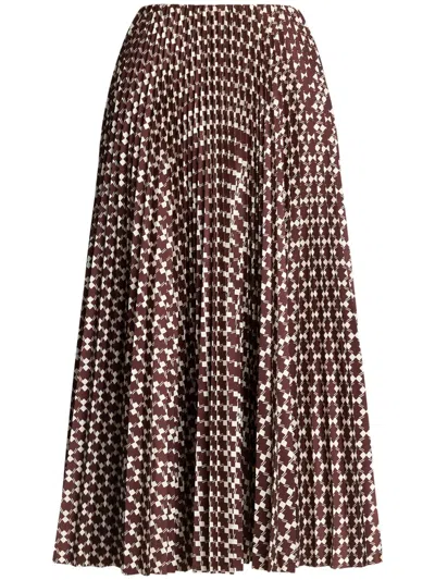 Polo Ralph Lauren Abstract Pattern Midi-skirt In Brown