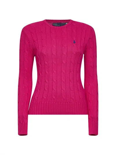 Polo Ralph Lauren Accent Pink Cable-knit Cotton Crewneck Sweater