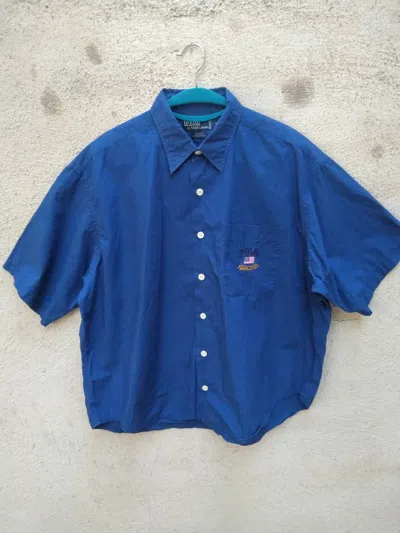 Pre-owned Polo Ralph Lauren Accept Offer T Big Logo Us Flag Davis In Blue