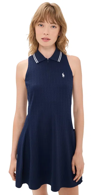 Polo Ralph Lauren Active Cable Knit Dress Refined Navy/ceramic White Mlt In Blue
