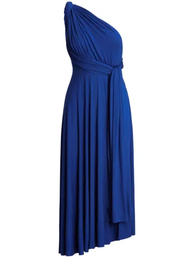 Polo Ralph Lauren Adjustable V-neck Midi Dress In Blue