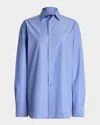 Polo Ralph Lauren Adrien End On End Cotton Button-down Shirt In Blue