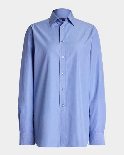 Polo Ralph Lauren Adrien End On End Cotton Button-down Shirt In Blue