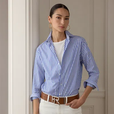 Polo Ralph Lauren Adrien Striped Cotton Shirt In White/nimes Blue