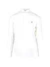 Polo Ralph Lauren Long-sleeve Button-up Shirt With Pointed Collar And Embroidered Logo In Bianco