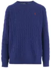 Polo Ralph Lauren All-over Cable Knit Cashmere Blend Sweater In Blue