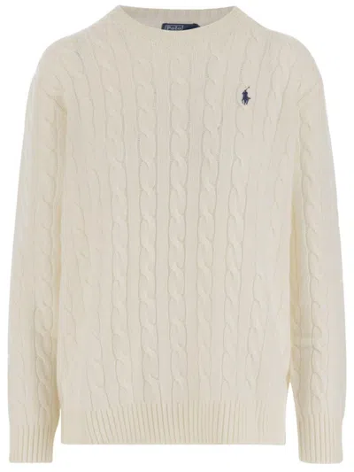 Polo Ralph Lauren All-over Cable Knit Wool And Cashmere Sweater In Neutral