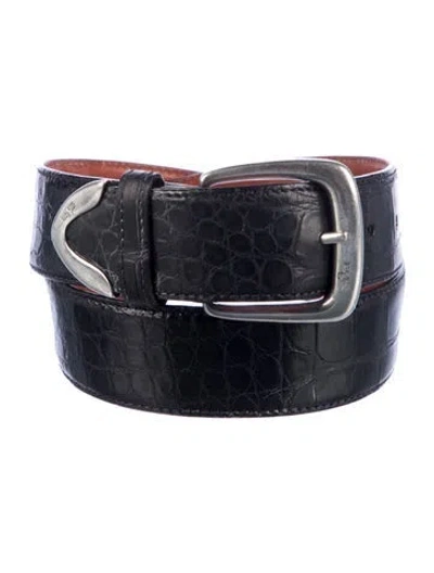 Pre-owned Polo Ralph Lauren Alligator Belt In Black
