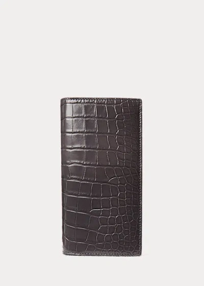 Polo Ralph Lauren Alligator Continental Wallet In Asphalt