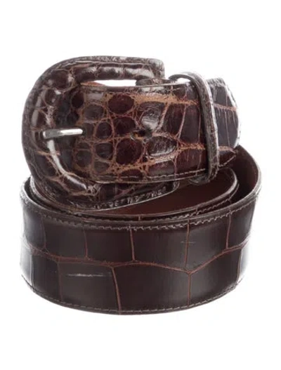 Pre-owned Polo Ralph Lauren Alligator Waist Belt In Brown