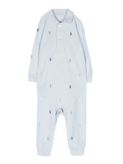 Polo Ralph Lauren Babies' Allover Logo Jumpsuit In Blue