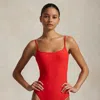 Polo Ralph Lauren Kennedy One-piece Swimsuit In Bright Hibiscus