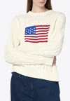 Polo Ralph Lauren Cream Sweater With Flag Detail