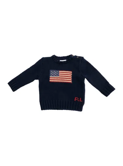 Polo Ralph Lauren American Flag-embroidered Cotton Sweater In Navy