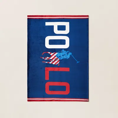 Polo Ralph Lauren Americana Logo Fleece Throw Blanket In Blue