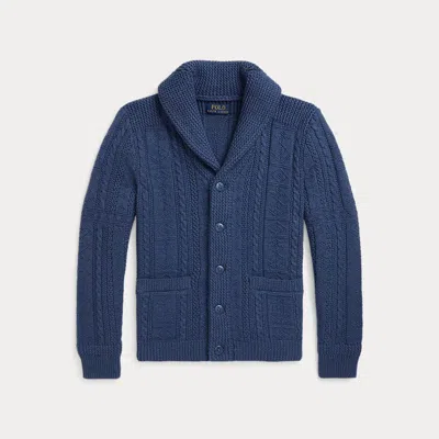 Polo Ralph Lauren Kids' Anchor Cotton Shawl Cardigan In Agean Blue