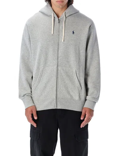 Polo Ralph Lauren Logo-embroidered Cotton Fleece Hoodie In Gray