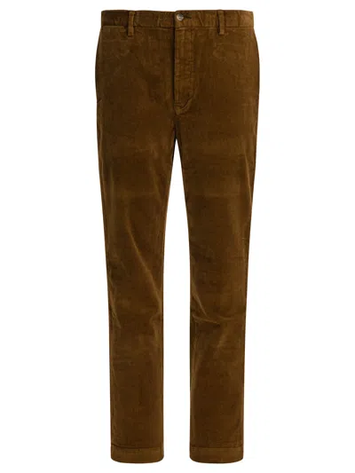 Polo Ralph Lauren Corduroy Trousers With Pockets And Loops In Brown