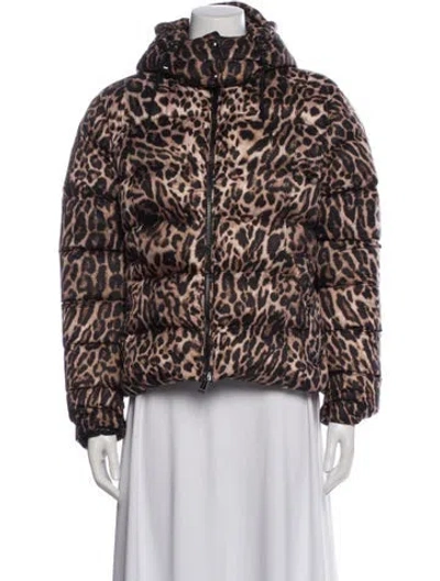 Pre-owned Polo Ralph Lauren Animal Print Down Jacket In Brown