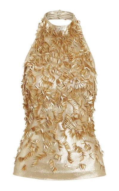 Polo Ralph Lauren Annike Embellished Sleeveless Blouse In Champagne