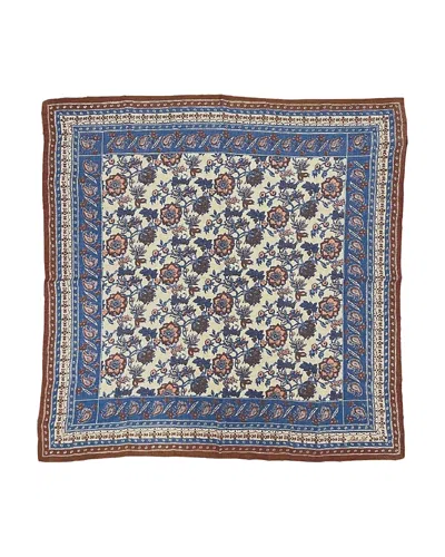 Polo Ralph Lauren Antique Block Print Linen & Wool Square Scarf In Multi