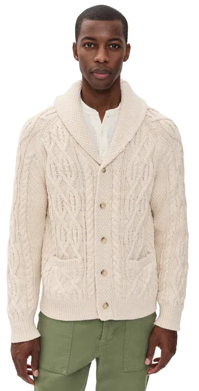 Polo Ralph Lauren Aran Cable Cotton Shawl Collar Cardigan Oatmeal Combo In Neutral