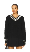 Polo Ralph Lauren Aran-knit Cotton Cricket Sweater In Black