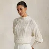 Polo Ralph Lauren Aran-knit Cotton Mockneck Sweater In Cream
