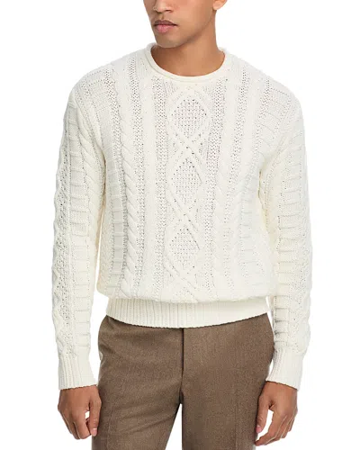 Polo Ralph Lauren Aran Knit Cotton Rollneck Sweater In Deckwash White