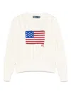 Polo Ralph Lauren Cream Sweater With Flag Detail In Neutrals