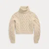 Polo Ralph Lauren Aran-knit Merino Wool Roll Neck In Neutral