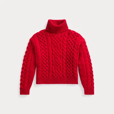 Polo Ralph Lauren Aran-knit Wool-alpaca Roll Neck In Red