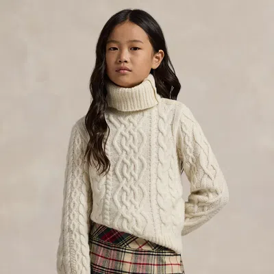 Polo Ralph Lauren Kids' Aran-knit Wool-cashmere Sweater In Clubhouse Cream
