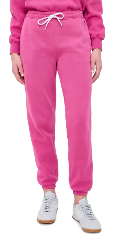 Polo Ralph Lauren Arctic Fleece Knit Ankle Jogger Pants Accent Pink